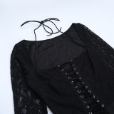Lace Patchwork Long Sleeve Jumpsuit FL-YL25434MHO