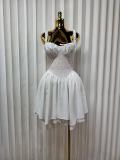 Solid Color Sling Lace Patchwork Mini Dress GADE-8672