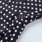 Polka Dots Print Slim Seventh Pants FL-25019