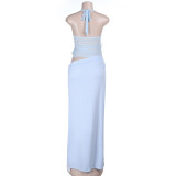 Solid Color Hollow Out Maxi Dress FL-25357