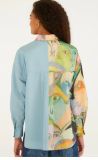 Color Block Print Long Sleeve Shirt GJMF-97823#