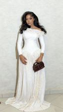 Retro Pleated Long-Sleeve Evening Dress GADE-11127