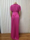 Solid Color Press Pleated Maxi Dress GMYU-11045