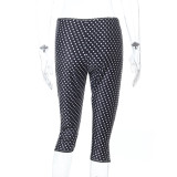 Polka Dots Print Slim Seventh Pants FL-25019