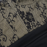 Solid Color Lace Patchwork Mini Dress FL-25354