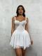 Solid Color Sling Lace Patchwork Mini Dress GADE-8672