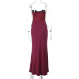 Deep V Neck Off Shoulder Evening Dress FL-25054
