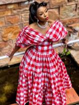 Casual Plaid Print Big Swing Maxi Dress GMYU-11214