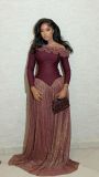 Retro Pleated Long-Sleeve Evening Dress GADE-11127