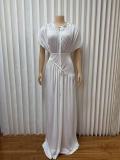 Solid Color Press Pleated Maxi Dress GMYU-11045