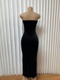 One Shoulder Solid Color Maxi Dress GMYU-9253