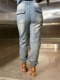 Plus Size Fashion Drawstring Jeans GYLN-2047