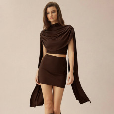Solid Color Sleeeless Two Piece Skirts Set ANDF-2601