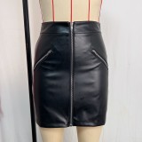 PU Leahter Zipper Mini Skirts GPBY-8153