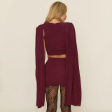 Solid Color Sleeeless Two Piece Skirts Set ANDF-2601
