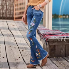 Embroidered Flared Jeans GXJF-6003