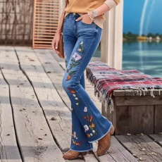 Embroidered Flared Jeans GXJF-6003