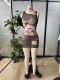 Sleeveless Print Vest Dress GHYX-5135
