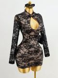 Lace Hollow Out Mini Dress GHYX-5108