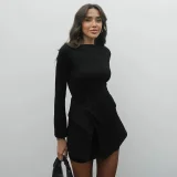 Long Sleeve Solid Color Dress+Skirts 2 Piece Set  ANDF-2602