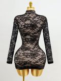 Lace Hollow Out Mini Dress GHYX-5108