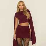 Solid Color Sleeeless Two Piece Skirts Set ANDF-2601