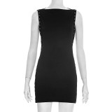Sleeveless Hollow Out Mini Dress GSZM-D25DS593