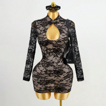 Lace Hollow Out Mini Dress GHYX-5108