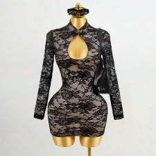 Lace Hollow Out Mini Dress GHYX-5108