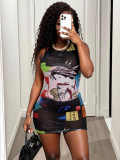 Sleeveless Print Vest Dress GHYX-5135