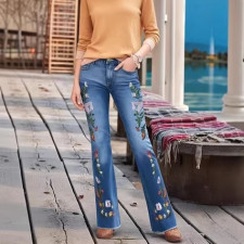 Embroidered Flared Jeans GXJF-6003