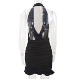 Sexy Halterneck Backless Ruffles Mini Dress YMYF-8913