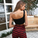 Single Shoulder Solid Color Tops YMYF-8803