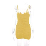 Spaghetti Strap Pleated Sexy Mini Dress YMYF-9266