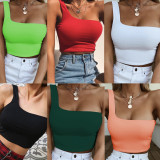 Single Shoulder Solid Color Tops YMYF-8803