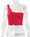 Single Shoulder Solid Color Tops YMYF-8803