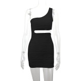 Water Ripple Off Shoulder Sexy Mini Dress YMYF-9264