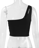 Single Shoulder Solid Color Tops YMYF-8803