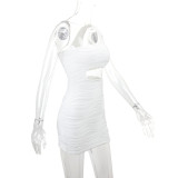 Water Ripple Off Shoulder Sexy Mini Dress YMYF-9264