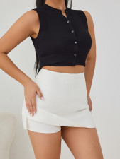 Solid Color Double-slit Zipper Culottes ANDF-7762
