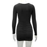 Long Sleeve Square Neck Mini Dress YMYF-8851