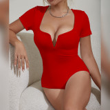 V Neck Long Sleeve Bodysuit YMYF-9263