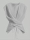 Solid Color Short Sleeve Tie Up T Shirts WAF-77888