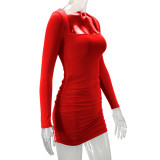 Long Sleeve Square Neck Mini Dress YMYF-8851