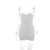 Spaghetti Strap Pleated Sexy Mini Dress YMYF-9266