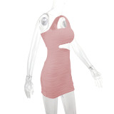 Water Ripple Off Shoulder Sexy Mini Dress YMYF-9264