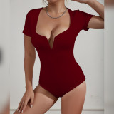 V Neck Long Sleeve Bodysuit YMYF-9263
