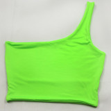 Single Shoulder Solid Color Tops YMYF-8803