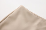 Solid Color PU Leather Split Culottes  ANDF-7923