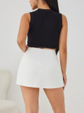 Solid Color Double-slit Zipper Culottes ANDF-7762